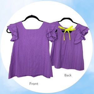 Milibam Purple Square Neckline Tee Blouse NWOT Size 8 Korean Boutique Brand